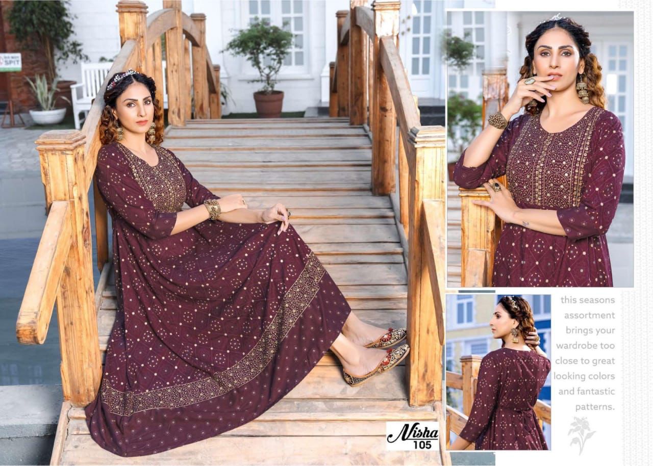 Golden Nisha New Festive Wear Rayon Printed Long Kurti Collection